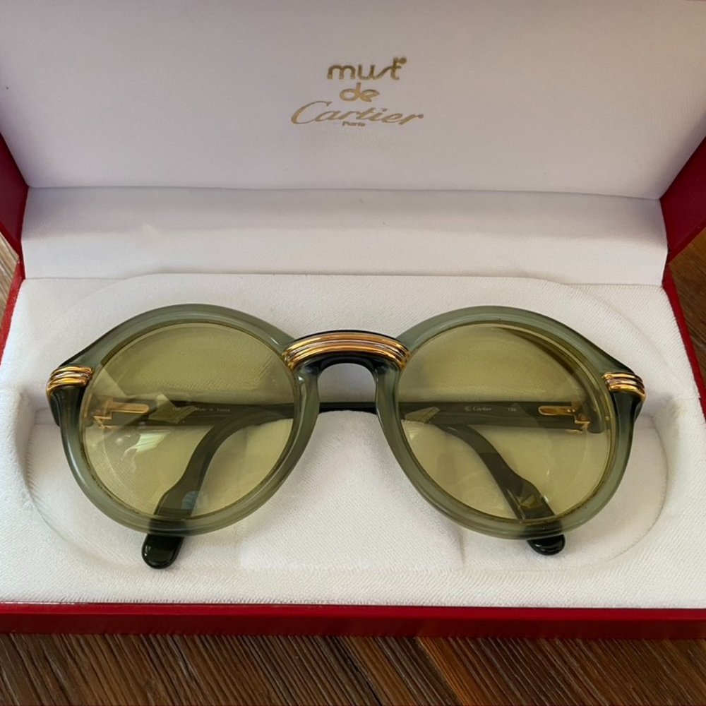 Cartier Vintage Green & Gold-Plated Sunglasses